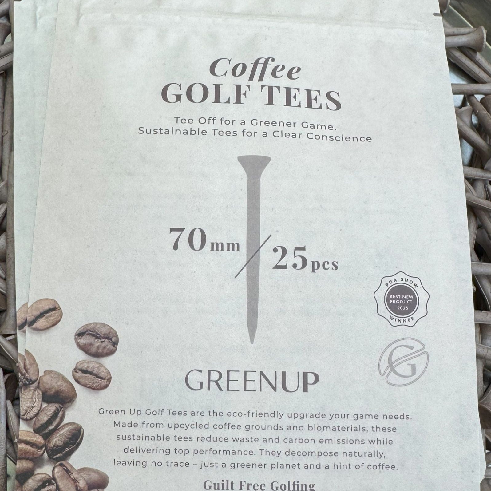 GreenUp biodegradable golf tees made from coffee grounds – sustainable golf accessories