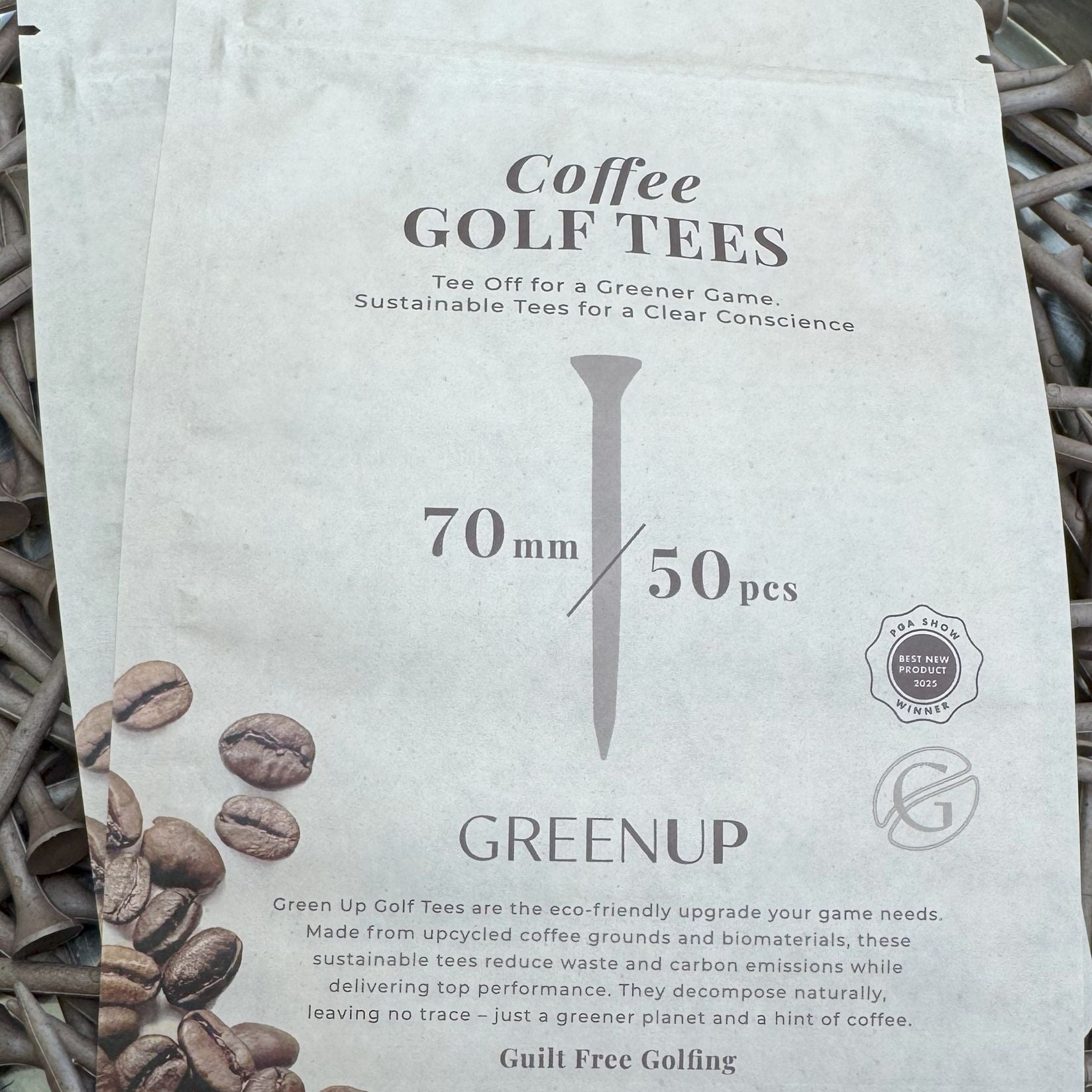 GreenUp biodegradable golf tees made from coffee grounds – sustainable golf accessories
